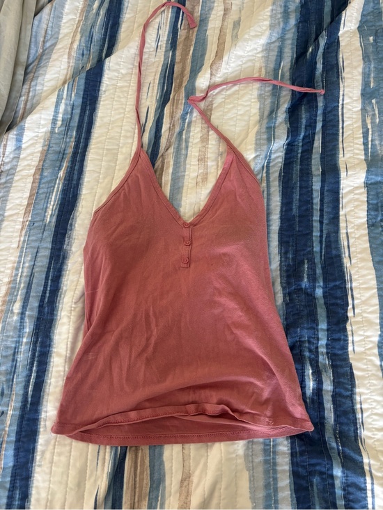 Bozzolo Tops - Bozzolo Dusty Rose Halter Camisole with Front Buttons